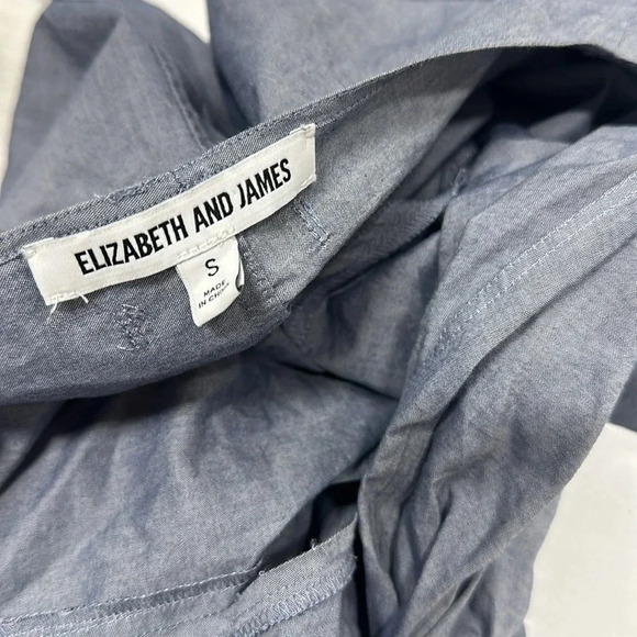Elizabeth And James Farrah Wrap Top Blouse Long Sleeve Tie Bow Chambray S Small - Picture 8 of 12